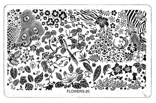 TNL PROFESSIONAL Трафарет металлический большой для стемпинга Джунгли (в индивидуальной упаковке)