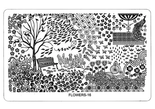 TNL PROFESSIONAL Трафарет металлический большой для стемпинга Природа (в индивидуальной упаковке)