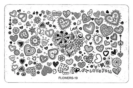 TNL PROFESSIONAL Трафарет металлический большой для стемпинга Love (в индивидуальной упаковке)