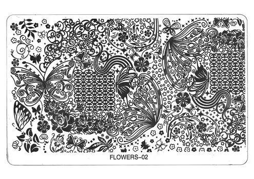 TNL PROFESSIONAL Трафарет металлический большой для стемпинга Царство бабочек (в индивидуальной упаковке)