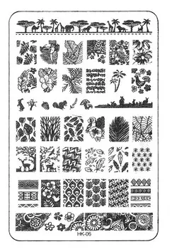 TNL PROFESSIONAL Трафарет металлический прямоугольный средний для стемпинга Лесные мотивы (в индивидуальной упаковке)