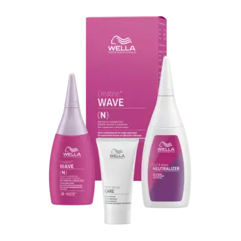 WELLA Набор для нормальных волос, от тонких до трудноподдающихся (лосьон 75 мл, фиксатор 100 мл, уход 30 мл) CREATINE+ WAVE