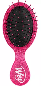 WET BRUSH Щетка для спутанных волос мини Рок н ролл, розовая / WET BRUSH MINI ROCK N ROLL DETANGLER-PINK GLITTER