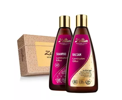 ZEITUN Набор подарочный Натуральный эффект ламинирования (шампунь 250 мл, бальзам 250 мл)