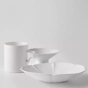 Grid Flower Matt Набор из чашки, тарелки и чаши