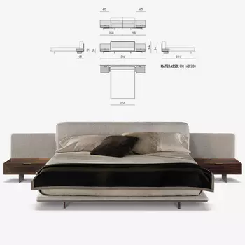 Horizonte Nightstand Ghiaccio/Argilla Кровать