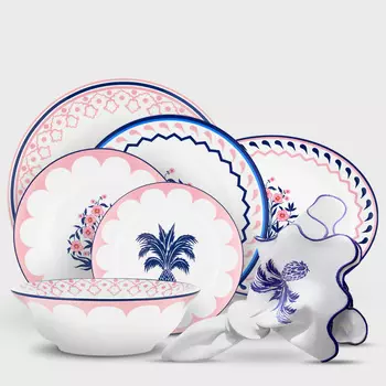 Jaipur Pink Blue Сервиз на 6 персон