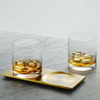 Machined Brass Whisky Поднос и 2 бокала