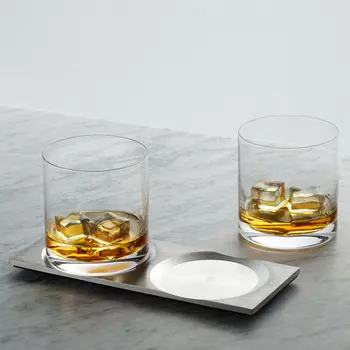 Machined Steel Whisky Поднос и 2 бокала