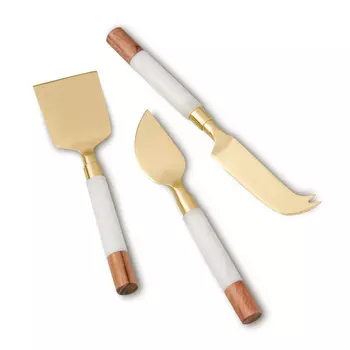 Marble &amp; Acacia Gold Ножи для сыра 3 шт.