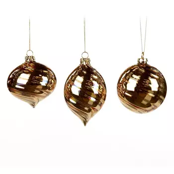 Metal Swirl Ball Golden Набор из 3 новогодних украшений