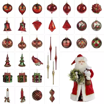 Red Санта и Набор из 34 новогодних украшений