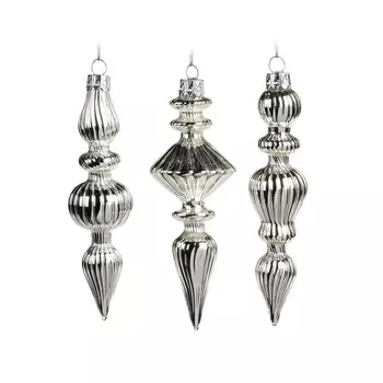 Silver Striped Набор из 3 новогодних украшений