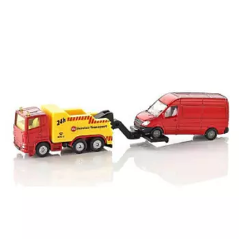 Грузовик-эвакуатор с микро-автобусом игрушечный