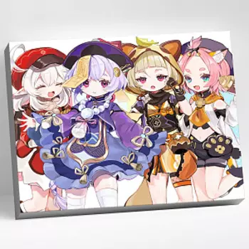 Картина по номерам Genshin Impact: Воительницы Тейвата – 34 цвета (30 x 40 см)