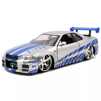 Модель машинки Fast & Furious: Brian's Nissan Skyline GT-R (R34) 2003 (Масштаб 1:24) (97158)