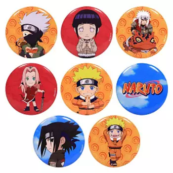 Набор значков Наруто – V2 (8 шт.)