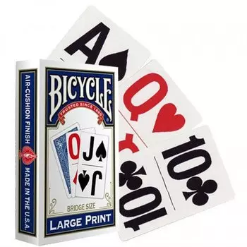 Карты "Bicycle Large Print", синяя рубашка