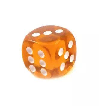 Кости игральные из янтаря 13 мм оранжевые, 1 шт