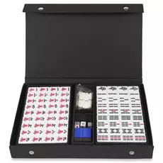 Маджонг в кожаном кейсе (синие фишки)