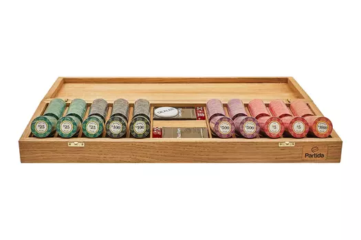 Набор для покера Luxury Ceramic на 500 фишек в дубовом кейсе