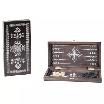 Нарды дорожные венге, рисунок серебро "Вьюн" (290*145*40)