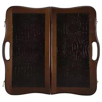 Нарды кожаные Аллигатор малые с ручкой (Россия, дерево, 40х20х5 см)