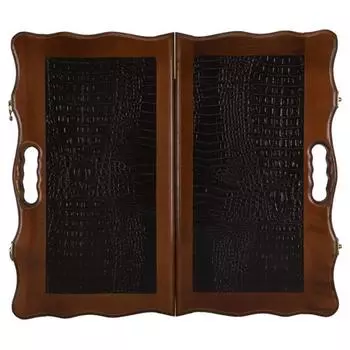 Нарды кожаные "Аллигатор" средние в дипломате (Россия, дерево, 50х25х5 см)