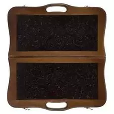 Нарды кожаные "Цветок" малые с ручкой (Россия, дерево, 40х20х5 см)