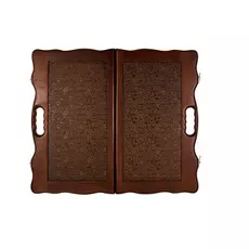 Нарды кожаные "Золото" средние в дипломате (Россия, дерево, 50х25х5 см)