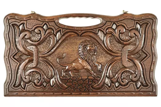 Нарды резные "Лев" с ручкой 50, Haleyan