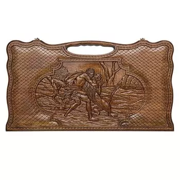 Нарды резные "Самсон и лев" с ручкой 60