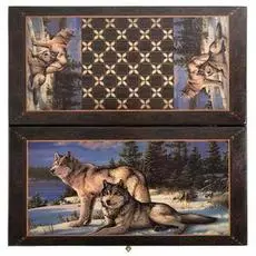 Нарды + шашки Смоленские "2 волка" средние