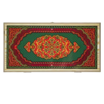 Нарды + Шашки Тульские "Зеленый узор" малые