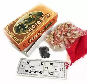 Русское лото (деревянные бочонки) в коробке 23x10 см