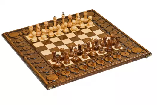 Шахматы + нарды резные с гранатами 30, Haleyan