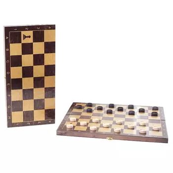 Шашки деревянные с малой деревянной венге доской, рисунок золото "Классика" (400*200*40)