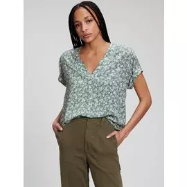 Блузка с короткими рукавами и V-образным вырезом