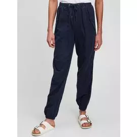 Брюки-джоггеры льняные с высокой посадкой