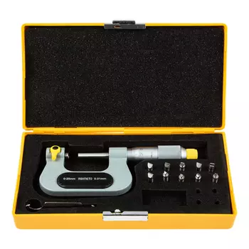 ASIMETO 133-01-0 Микрометр для измерения резьбы со вставками 0,01 мм, 0-25 мм