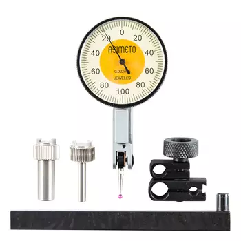 ASIMETO 502-02-7 Индикатор рычажно-зубчатый 0,002 мм, горизонтальный 0,2 мм, 0-100-0, D40 в наборе
