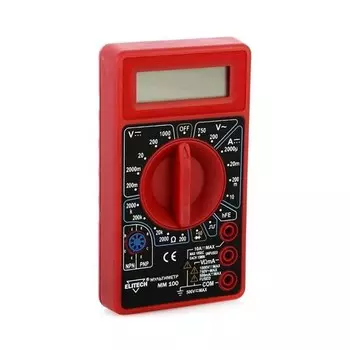 ELITECH ММ 100 Мультиметр (пост.1000В/перем.750В, ЖК дисплей, кол-во измер.2/1 сек, индик.перегрузки, кор)