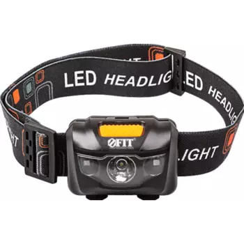 Fit F-67746 Фонарик с креплением на голову, 1 сверхяркий светодиод 3 Вт + 2 led кр.цвета (3 ААА)