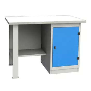GARWIN INDUSTRIAL 004025-1 Верстак однотумбовый, тумба с дверцей с оцинкованной столешницей 1200 мм (синий RAL5005)