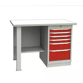 GARWIN 004040-3 Верстак однотумбовый тумба с 6 ящиками с оцинкованной столешницей 1200 мм (красный RAL3000)