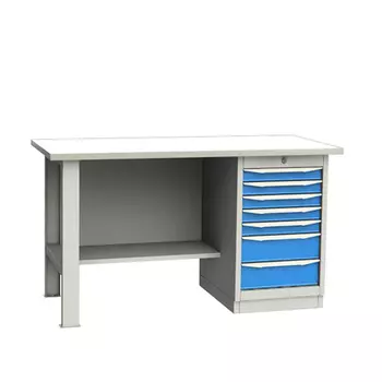 GARWIN 004045-7 Верстак однотумбовый тумба с 7 ящиками с оцинкованной столешницей 1700 мм (синий RAL5005)