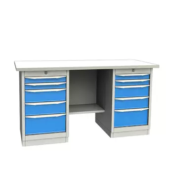 GARWIN 004095-1 Верстак двухтумбовый с 5+5 ящиками с оцинкованной столешницей 1700 мм (синий RAL5005)