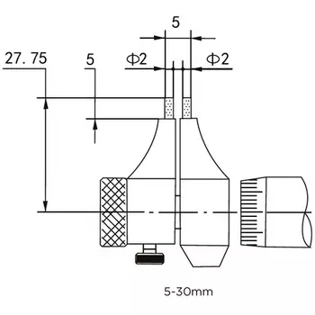 ASIMETO 203-01-0 Двухточечный микрометрический нутромер нониус 0,01 мм, 5-30 мм