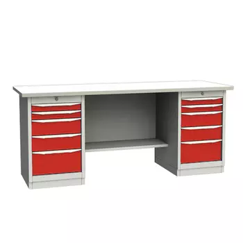 GARWIN INDUSTRIAL 004095-6 Верстак двухтумбовый с 5+5 ящиками с оцинкованной столешницей 2000 мм (красный RAL3000)