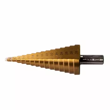 GARWIN INDUSTRIAL 102550-4-32-15 Сверло ступенчатое 4,0-32,0 мм, 15 ступеней, HSS, TiN
